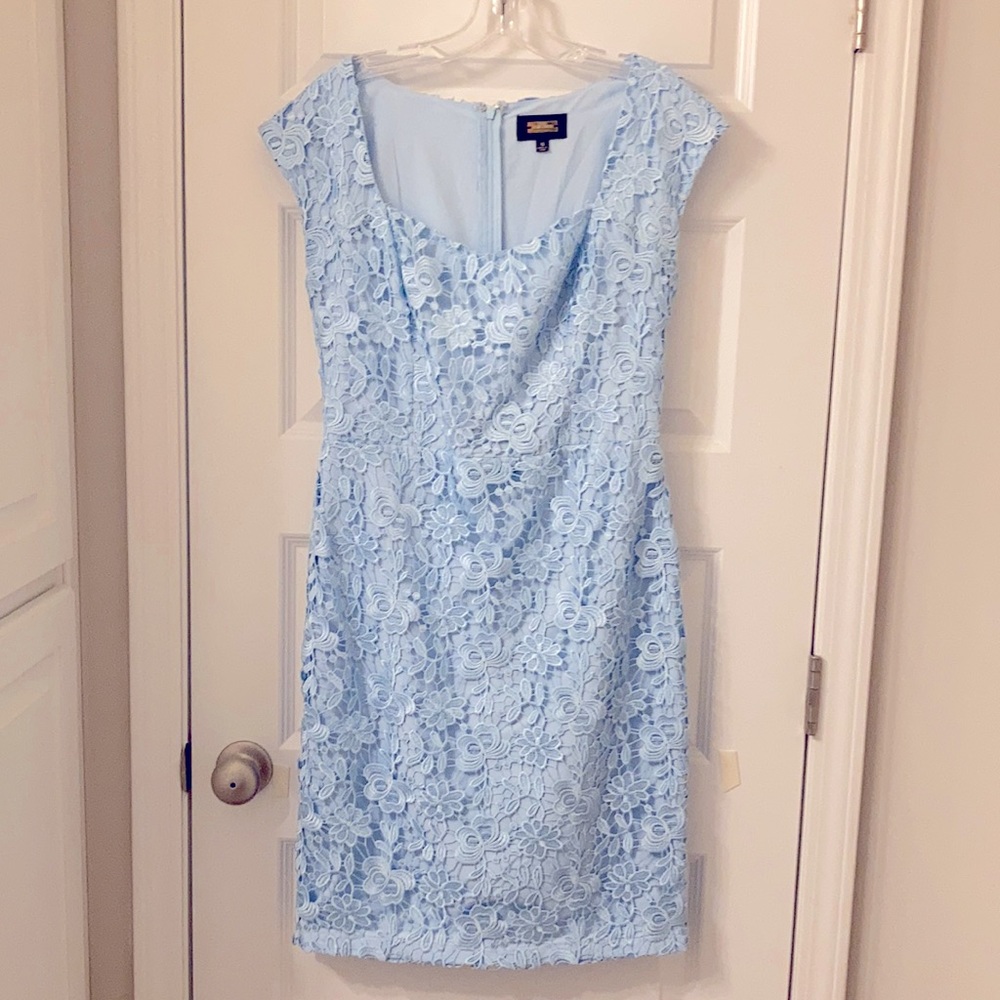 Ice blue lace dress.  Size 10.